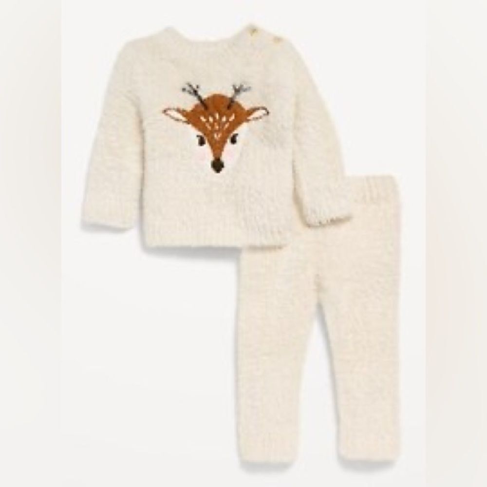 SoSoft Cozy Crew-Neck Graphic Sweater and Pants Set for Baby